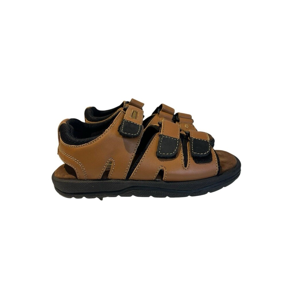 Dunlop three-strap leather soft spike golf sandals #W1900S CARAMEL BROWN SZ 7M